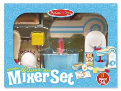 Eleven-piece Wooden Cake Mixer Playset For Kids