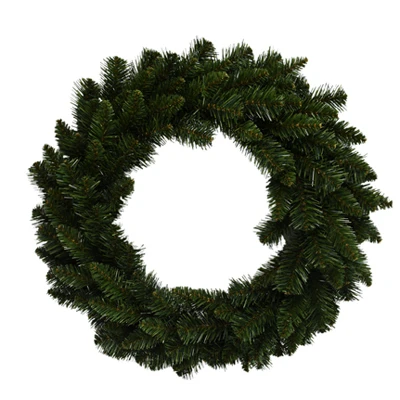 24-inch Green Pvc Artificial Wreath With 120 Tips And Wire Frame Construction