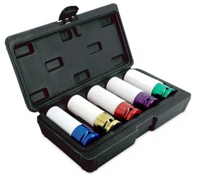 5-piece 1/2-inch Thin Wall Impact Socket Set With Wheel Protector