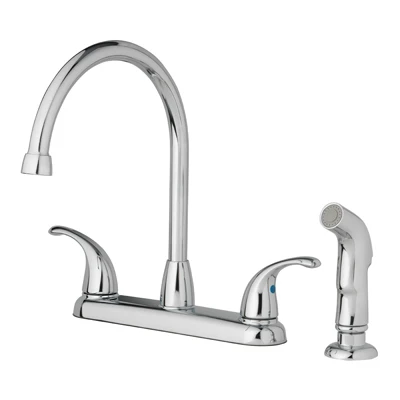 Chrome High Arc Kitchen Faucet With Dual Handles & Side Spray
