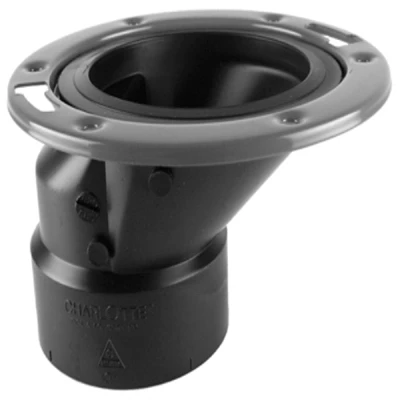 Abs/dwv Offset Closet Flange, 4 X 3 Inches With Adjustable Metal Ring