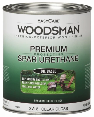 Woodsman Clear Gloss Spar Urethane – Durable Indoor & Outdoor Wood Finish Quart