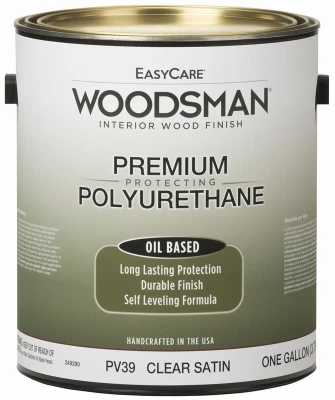 Woodsman Fast Dry Varnish Polyurethane Interior Wood Finish, Oil Base, Clear Satin, Gallon
