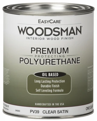 Woodsman Fast Dry Varnish Polyurethane Interior Wood Finish, Oil Base, Clear Satin, Quart