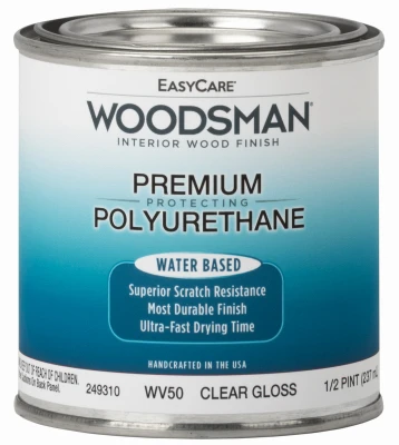 Woodsman Fast-dry Water-based Clear Gloss Polyurethane Wood Finish - 0.5 Pint