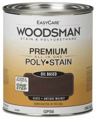 Woodsman Stain & Polyurethane, Oil-base Gloss Antique Walnut, Quart