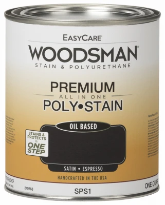 Woodsman Stain & Polyurethane, Oil-base Satin Espresso, Quart