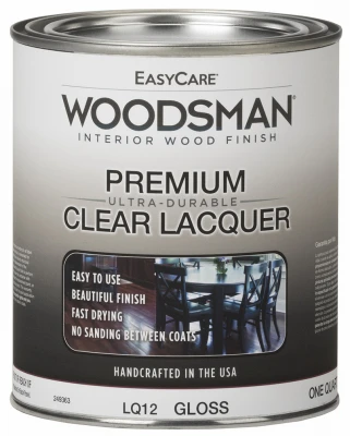 Woodsman Clear Gloss Lacquer – Durable Protective Finish For Wood & Metal, 1 Quart