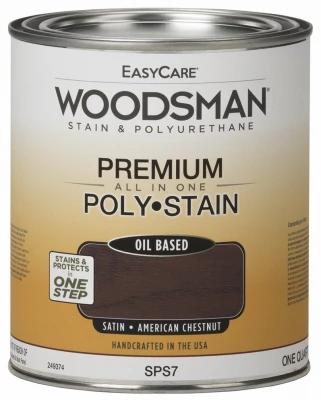 Woodsman Stain & Polyurethane, Oil-base Satin American Chestnut, Qt.