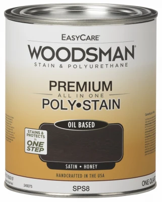 Woodsman Stain & Polyurethane, Oil-base Satin Honey, Qt.