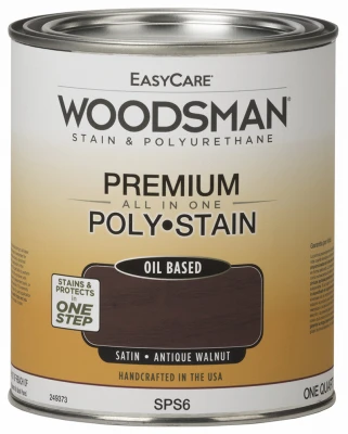 Woodsman Stain & Polyurethane, Oil-base Satin Antique Walnut, Quart