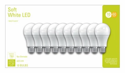 10w Soft White Led Bulbs A19 Medium Base - 10 Pack