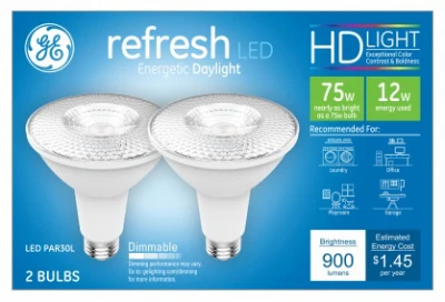 Led Light Bulbs, Daylight, Par 30, Long Neck, Diffused, 12 Watt, Medium Base, 2-pk