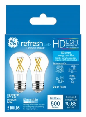 Energy-saving Clear A15 Led Ceiling Fan Bulbs, 5.5w, 2-pack