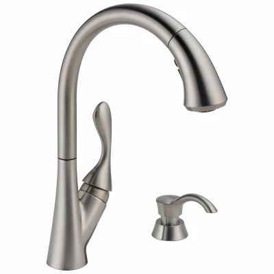Ashton Stainless Steel Kitchen Faucet With Pull-down Spray & Soap Dispenser