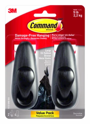 Large Oil-rubbed Bronze Metal Classic Hooks – 2 Pack