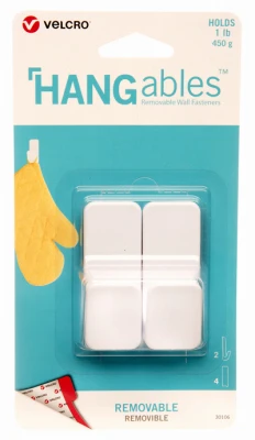 Velcro Small White Removable Wall Hooks, 2-pack