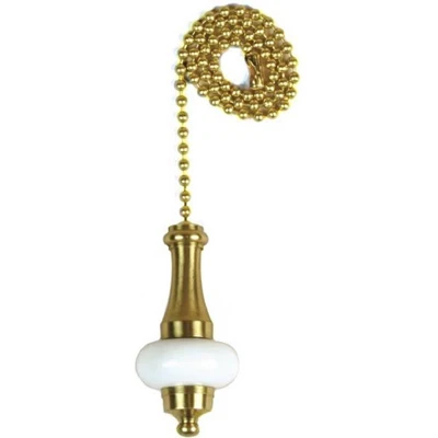 12-inch Brass & White Ceramic Lamp Pull Chain