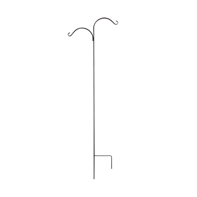 84-inch Black Double Offset Steel Shepherd's Hook For Garden Decor