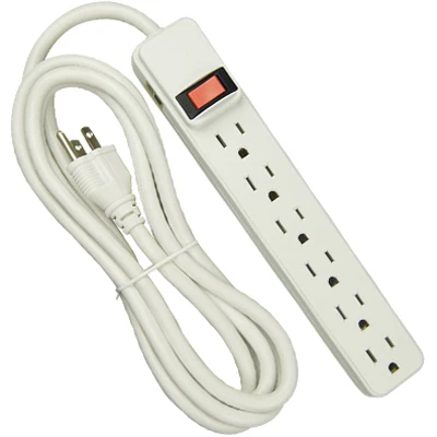 6-outlet Power Strip With 8-foot Cord And Durable White Housing