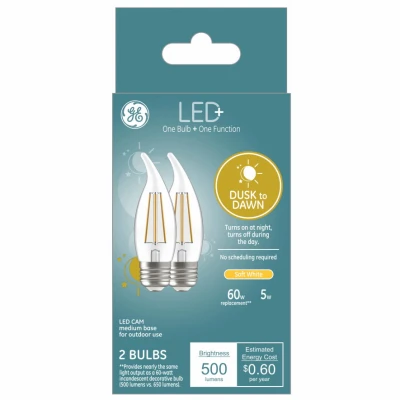 Energy-saving 5w Soft White Dusk-to-dawn Led Bulbs – 2 Pack