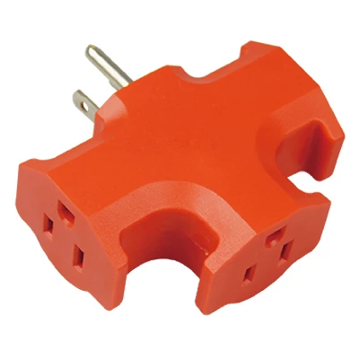 Durable 3-outlet Heavy Duty Power Adapter In Orange