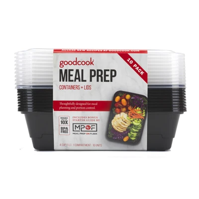 Black Breakfast Meal Prep Containers - 10 Pack
