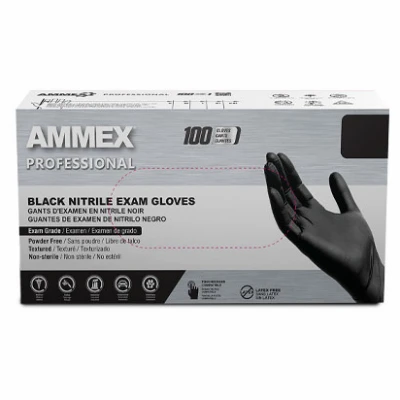 Black Nitrile Exam Gloves - Small, Latex-free, 100 Pack