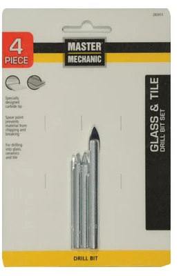 4-piece Glass & Tile Carbide Tipped Drill Bit Set - 1/8" To 5/16" Sizes