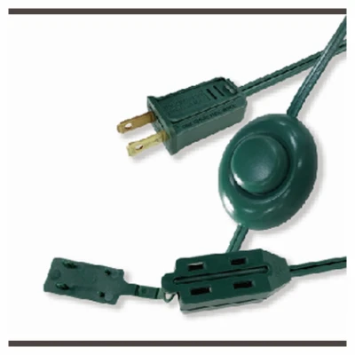 9-foot Green Christmas Tree Cube Tap Extension Cord With Foot Switch