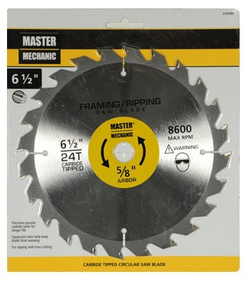 6.5" 24-tooth Framing & Rip Circular Saw Blade