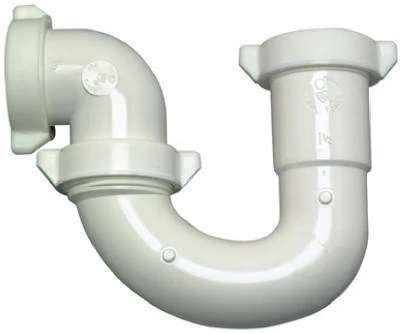 White Plastic Lavatory & Kitchen Drain Trap - Slip Joint 1.25 To 1.5 Inch