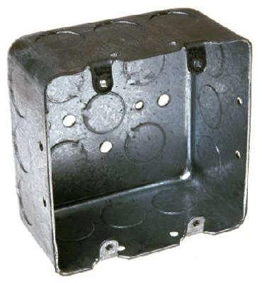 Heavy-duty Two Gang Steel Electrical Box, 4 X 2-1/8 Inches With Mounting Ears
