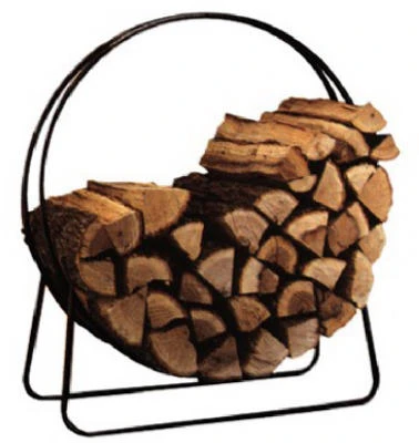 40-inch Black Steel Log Hoop For Fireplace Wood Storage