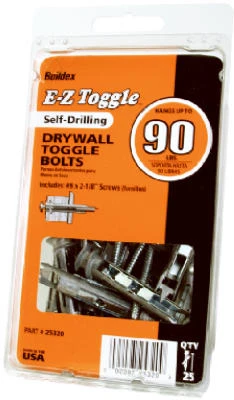 #90 Self-drilling Drywall Toggle Bolts - 25 Pack