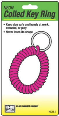 Vibrant Neon Wrist Coil Key Ring With Secure Split Ring
