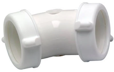 45 Degree White Plastic Lavatory/kitchen Drain Elbow, 1-1/4" Or 1-1/2"