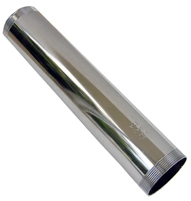 1-1/4 Inch Threaded Chrome Brass Lavatory Drain Tailpiece - 12 Inch Length