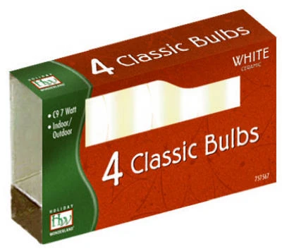 C9 White Ceramic Replacement Christmas Bulbs - 4 Pack