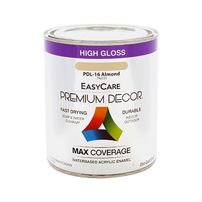 Premium Decor Almond Gloss Enamel Paint, Quart - Durable & Quick Drying