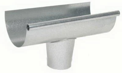 Durable 5" Half Round Galvanized Gutter End With Drop Outlet