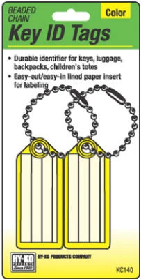 Durable Key Id Tags With Ball Chains - 2 Pack