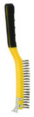 Durable Wire Brush With Scraper & Ergonomic Soft Grip Handle