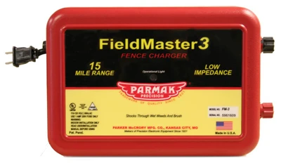 Fieldmaster Model 3 Electric Fence Charger – 15 Mile Low-impedance Power