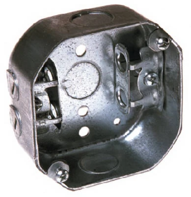 4" Octagon Electrical Box With Bx Clamps - 1.5" Deep