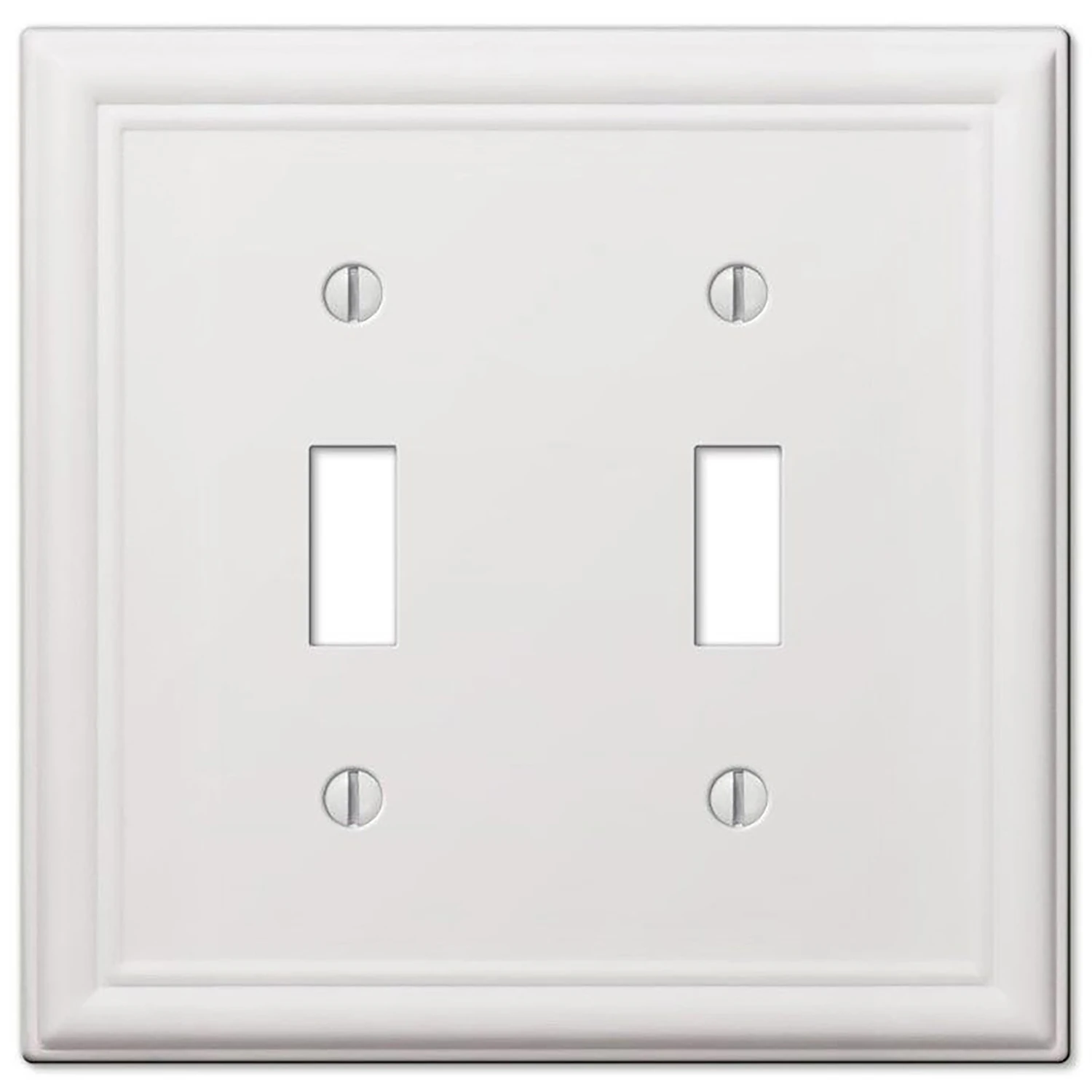 Chelsea Wall Plate, White, Steel, 2 Toggle