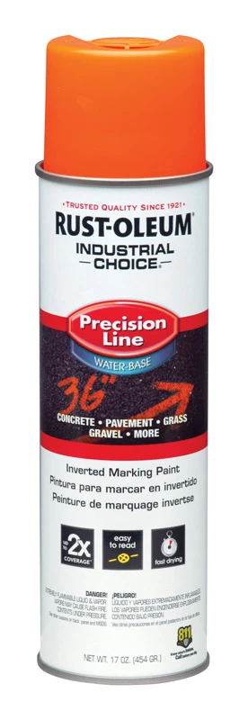 203036 Industrial Choice Fluorescent Orange Inverted Marking Spray Paint, 17 Oz Can