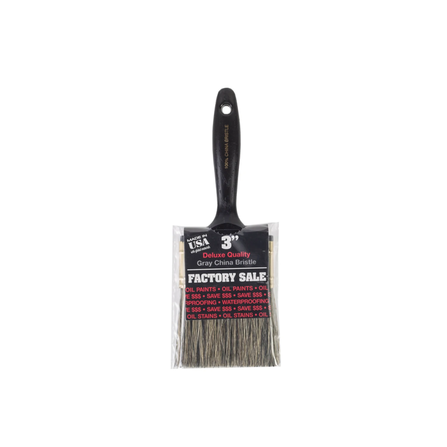 Factory Sale 3 In. Flat Paint Brush - Gray China Bristle, Steel Ferrule