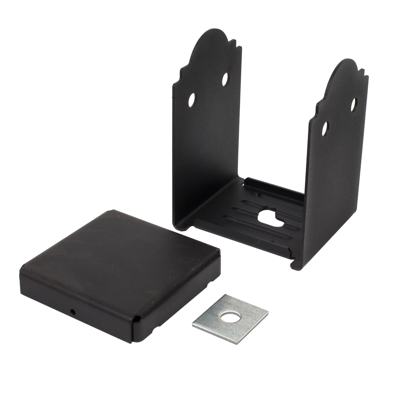 Outdoor Accents Post Base, Zmax Coating, Galvanized Steel, Black, 6 X 6 In.