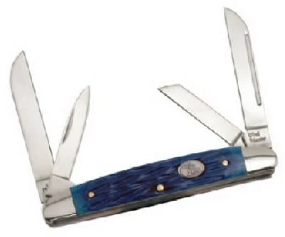 Steel Warrior Bent Creek Congress Knife, 4-blade, Cancun Blue Jigged Bone Handle